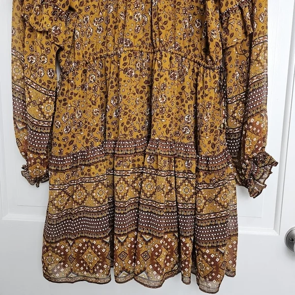 House Of Harlow 1960 Long Sleeve Tiered Ruffle Mini Dress Size M - Picture 13 of 16